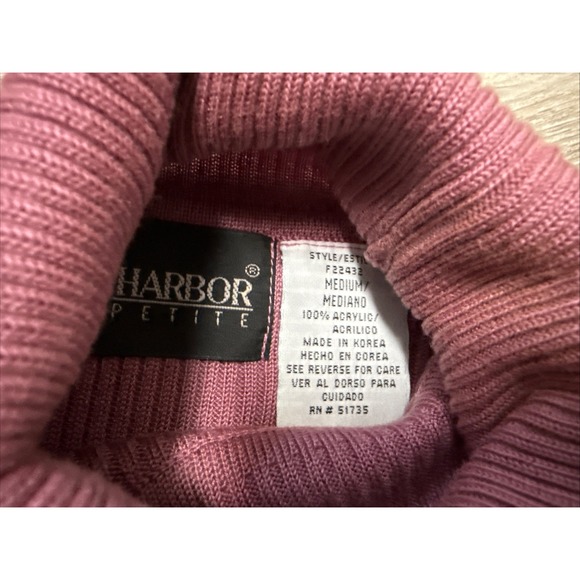 Vtg Sag Harbor Sweater Set Petite Mauve Twinset Cardigan Turtleneck 90s Y2K - Picture 9 of 15